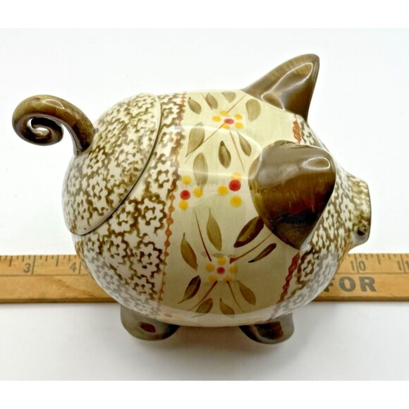 Temptations Old World Green Pig Spice Tea Jar Canister with Lid Stoneware - Picture 11 of 12